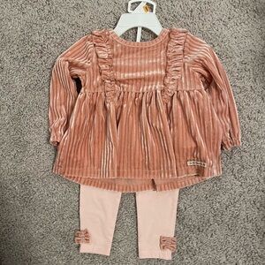 Velvet Pink Baby Dress with Leggings